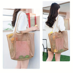 Outdoor Beach Mesh Bag Shopping Bag Portable Single Shoulder Storage Bag