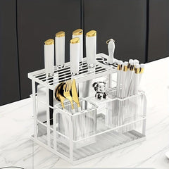 Functional Chopsticks Cylinder Storage Rack with Scissors and Sharpening Bar