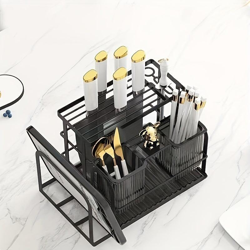 Functional Chopsticks Cylinder Storage Rack with Scissors and Sharpening Bar