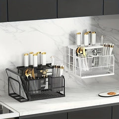 Functional Chopsticks Cylinder Storage Rack with Scissors and Sharpening Bar