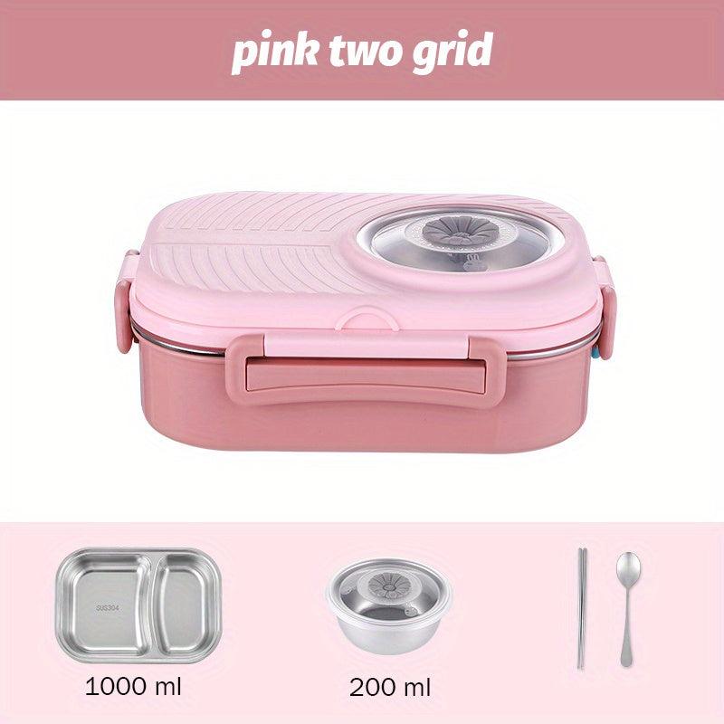 Stainless Steel Thermal Lunch Box 3 Compartments Bento Box Leak Proof