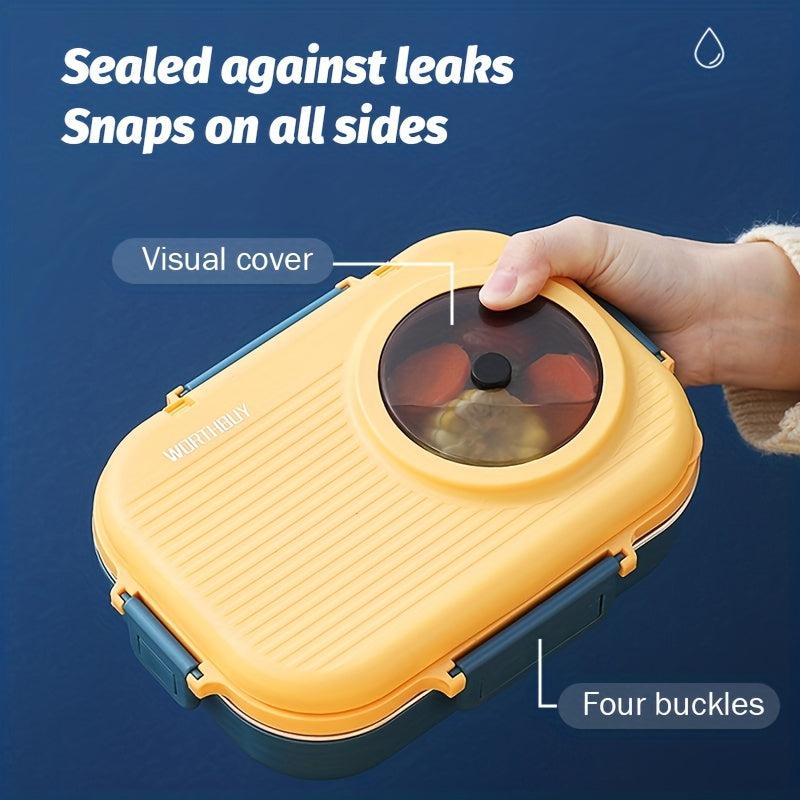 Stainless Steel Thermal Lunch Box 3 Compartments Bento Box Leak Proof