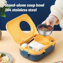 Stainless Steel Thermal Lunch Box 3 Compartments Bento Box Leak Proof