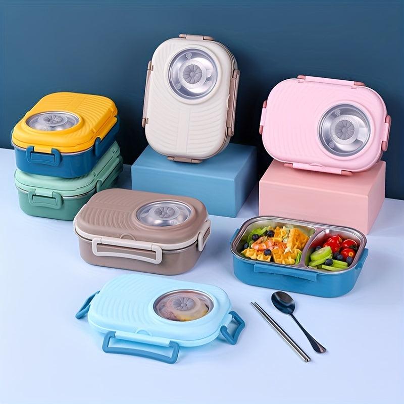 Stainless Steel Thermal Lunch Box 3 Compartments Bento Box Leak Proof
