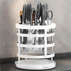 Rotating Rack Kitchen Knives Stainless Steel Storage Shelf