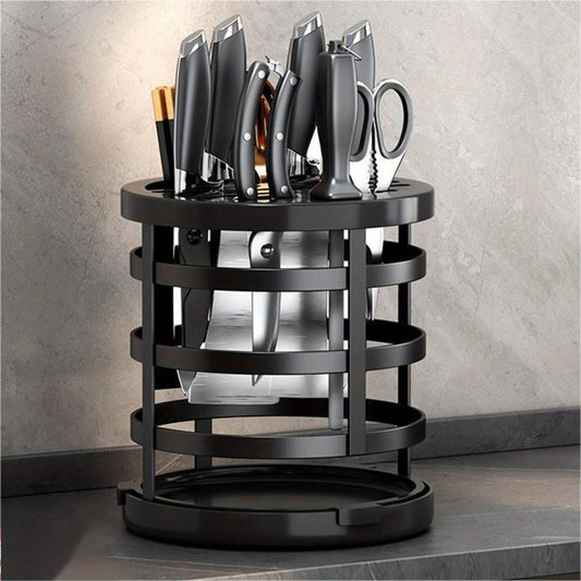 Rotating Rack Kitchen Knives Stainless Steel Storage Shelf