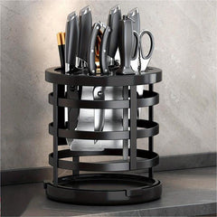 Rotating Rack Kitchen Knives Stainless Steel Storage Shelf