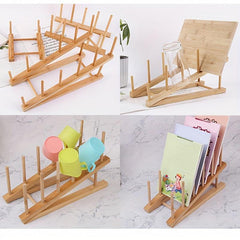 Bamboo Wooden Dish Rack Multifunctional Kitchen Storage Organizer