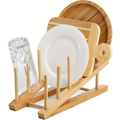 Bamboo Wooden Dish Rack Multifunctional Kitchen Storage Organizer