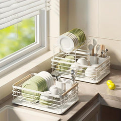 Foldable Dish Rack Large Capacity Tableware Water Filter Bowl Holder Cup Holder