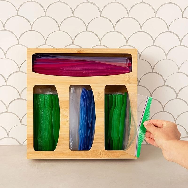 Bamboo Storage Bag with 4 Grids Kitchen Drawer Organizer