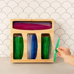 Bamboo Storage Bag with 4 Grids Kitchen Drawer Organizer