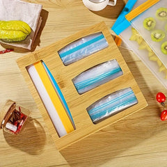 Bamboo Storage Bag with 4 Grids Kitchen Drawer Organizer