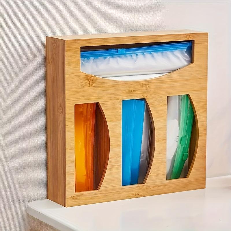 Bamboo Storage Bag with 4 Grids Kitchen Drawer Organizer