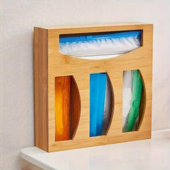 Bamboo Storage Bag with 4 Grids Kitchen Drawer Organizer