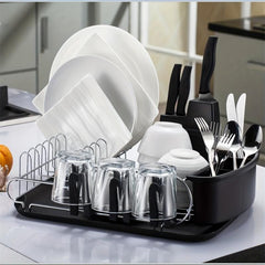 Large Capacity Kitchen Dish Rack with Cup Holder Bowl Holder and Cutlery Rack