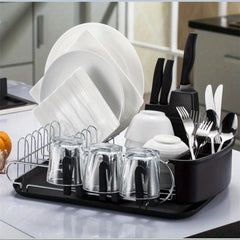 Large Capacity Kitchen Dish Rack with Cup Holder Bowl Holder and Cutlery Rack