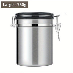Stainless Steel Airtight Coffee Container with CO2 Valve & Scoop
