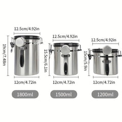 Stainless Steel Airtight Coffee Container with CO2 Valve & Scoop