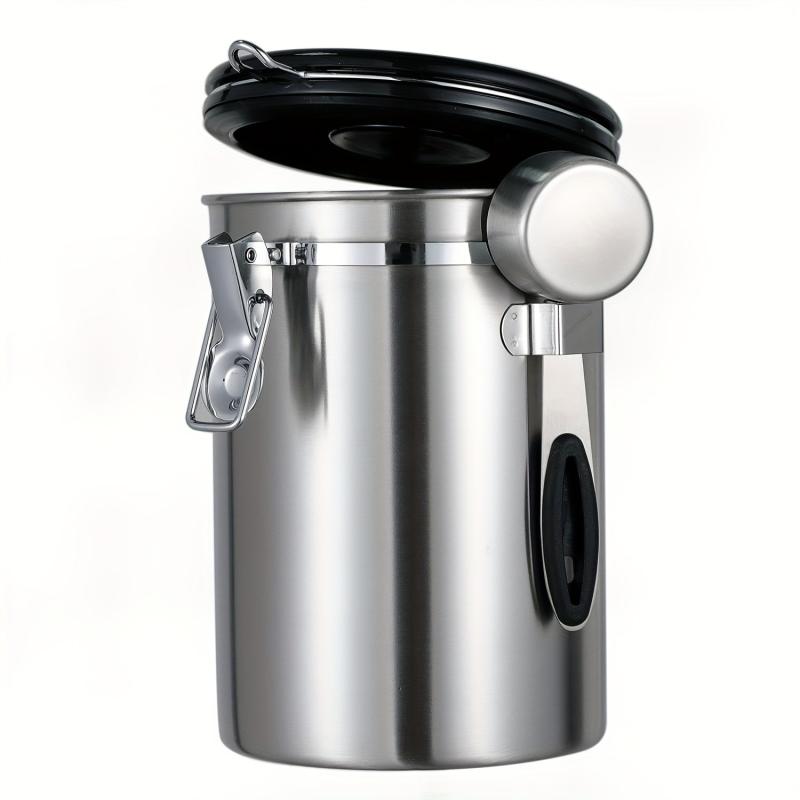 Stainless Steel Airtight Coffee Container with CO2 Valve & Scoop