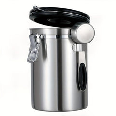 Stainless Steel Airtight Coffee Container with CO2 Valve & Scoop