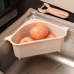 2PCS Sink Filter Drain Basket Triangular Drainer Sponge Rack Storage Basket