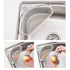 2PCS Sink Filter Drain Basket Triangular Drainer Sponge Rack Storage Basket