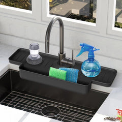 Adjustable Kitchen Sink Sponge Holder with Splash Guard