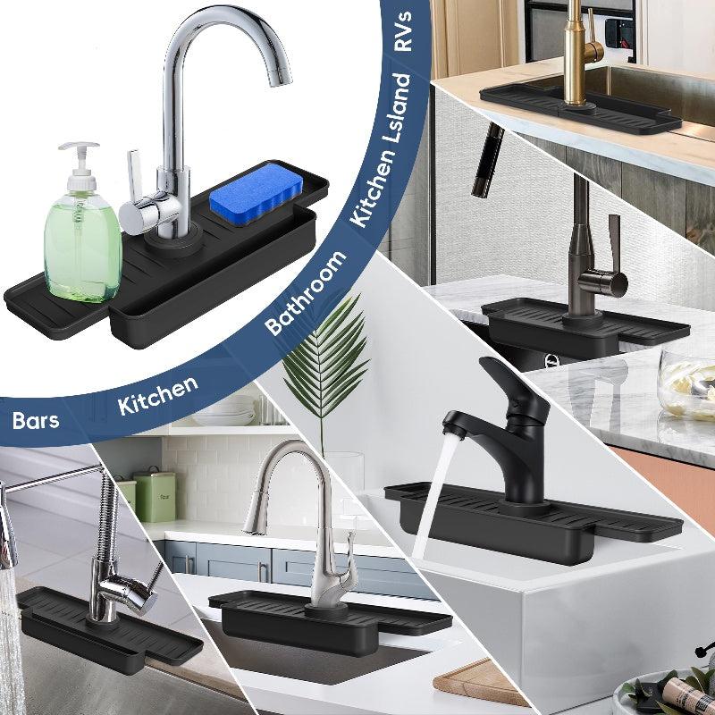 Adjustable Kitchen Sink Sponge Holder with Splash Guard