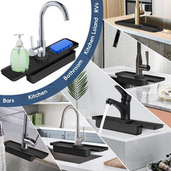 Adjustable Kitchen Sink Sponge Holder with Splash Guard