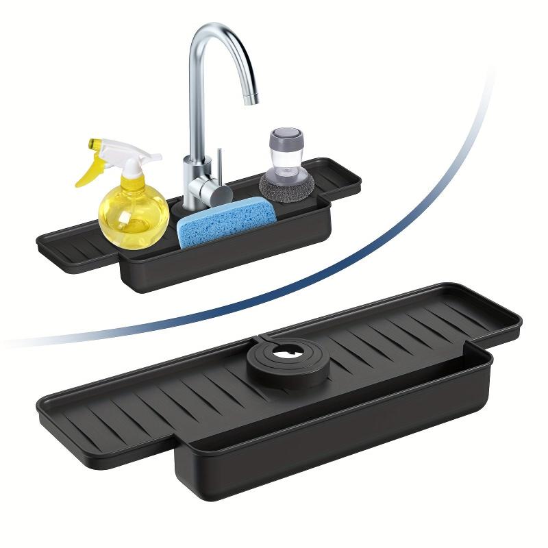 Adjustable Kitchen Sink Sponge Holder with Splash Guard