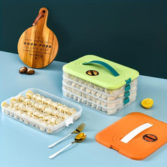 Large Capacity Fresh Keeping Box with Lid Portable Dumpling Plate Storage