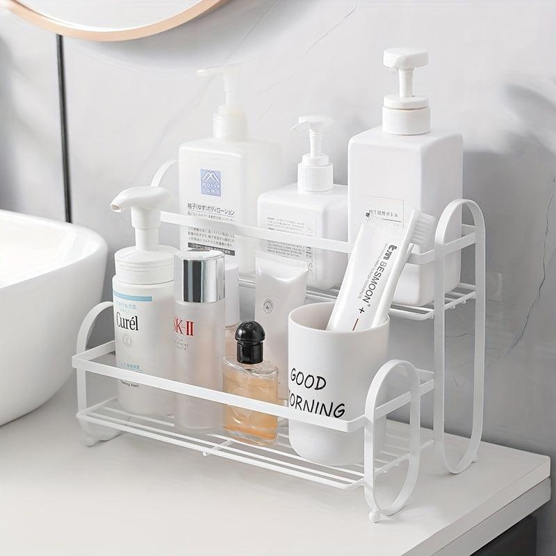 Wrought Iron Double Layer Condiment Storage Rack For Countertop