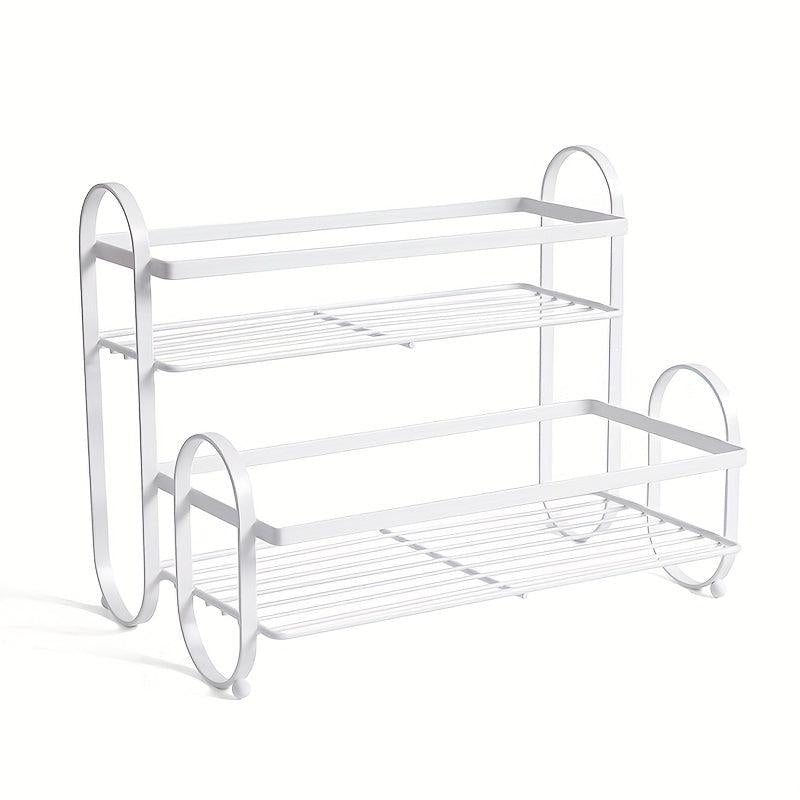 Wrought Iron Double Layer Condiment Storage Rack For Countertop
