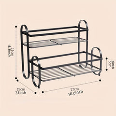 Wrought Iron Double Layer Condiment Storage Rack For Countertop