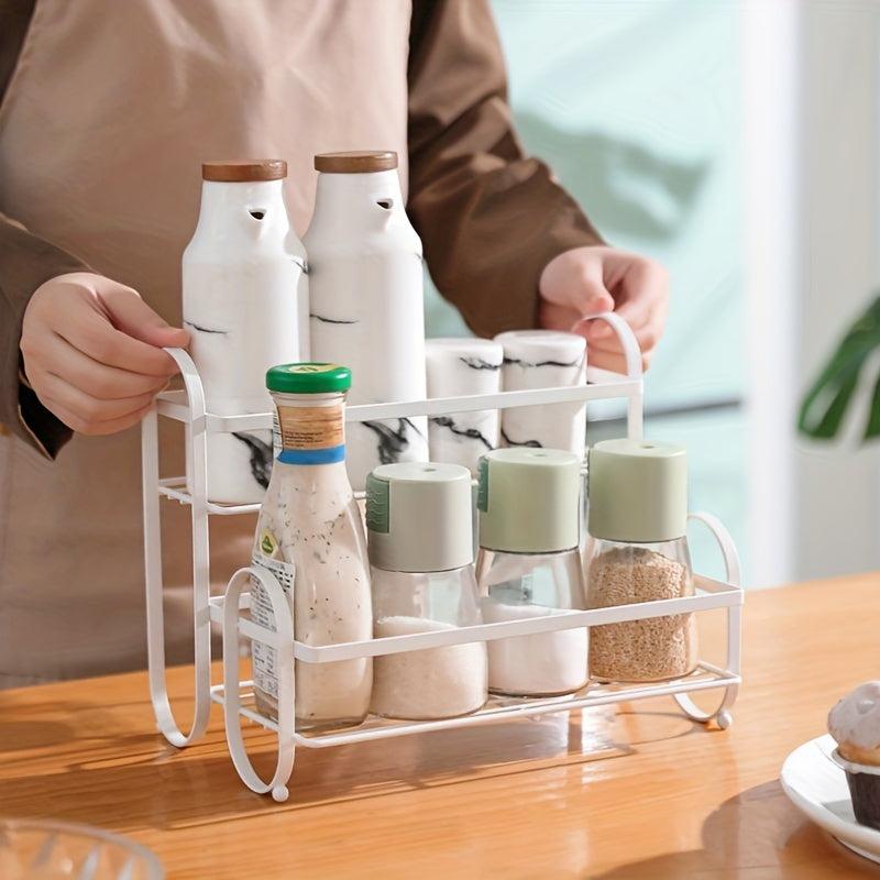 Wrought Iron Double Layer Condiment Storage Rack For Countertop