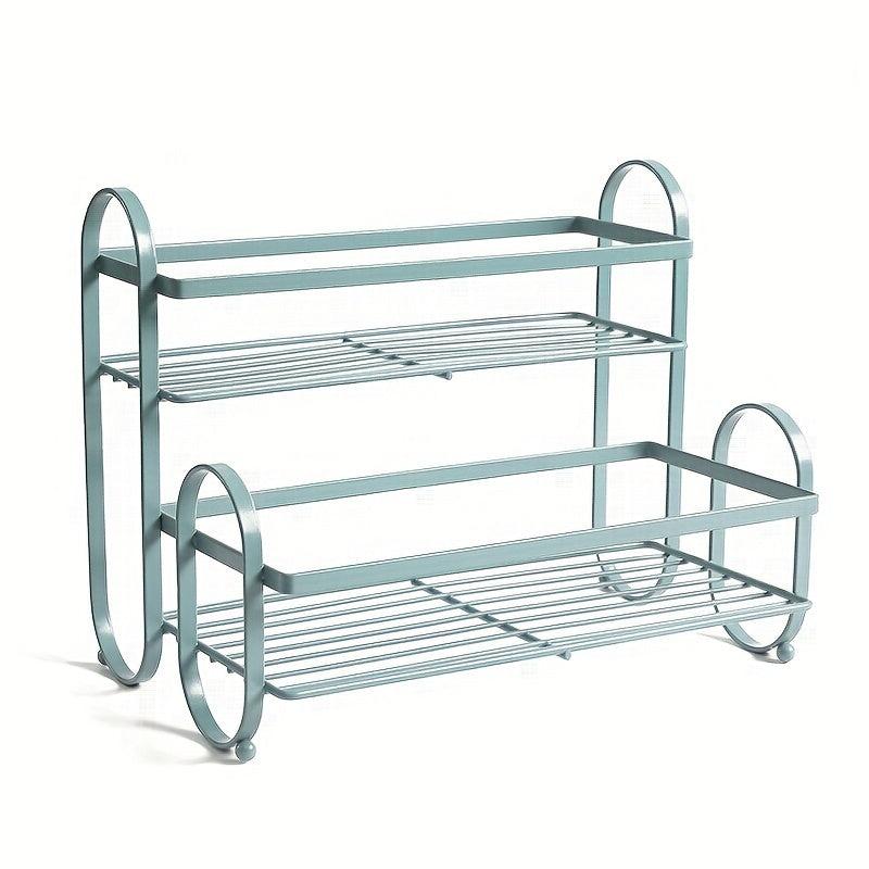 Wrought Iron Double Layer Condiment Storage Rack For Countertop