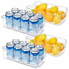 4pcs Fridge Organizers Plastic Boxes for Kitchen Cabinet Pantry BPA-Free