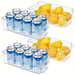4pcs Fridge Organizers Plastic Boxes for Kitchen Cabinet Pantry BPA-Free