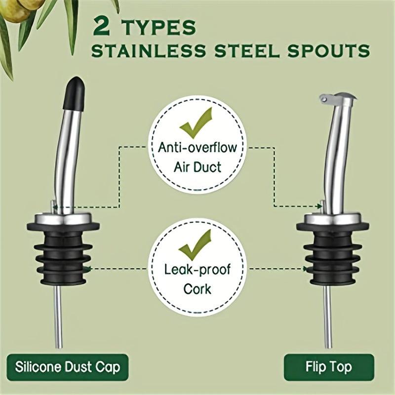 Glass Olive Dispensers Bottle Set with Funnel and Label 500ml