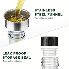 Glass Olive Dispensers Bottle Set with Funnel and Label 500ml