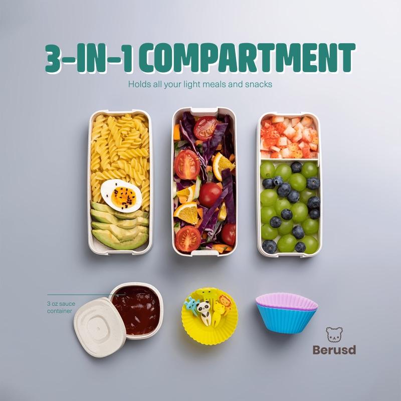 3-Layer Stackable Japanese Bento Box Leakproof with Bag, Microwave Safe