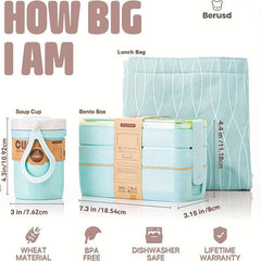 3-Layer Stackable Japanese Bento Box Leakproof with Bag, Microwave Safe