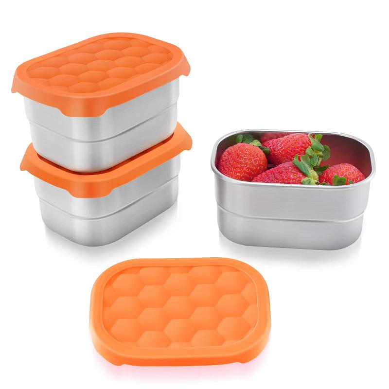 1pc Stainless Steel Snack Containers For Kids Leak Proof Small Food Containers