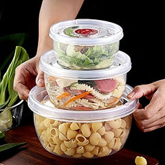 3pcs Plastic Crisper Boxes for Fruit Vegetable Meat Storage