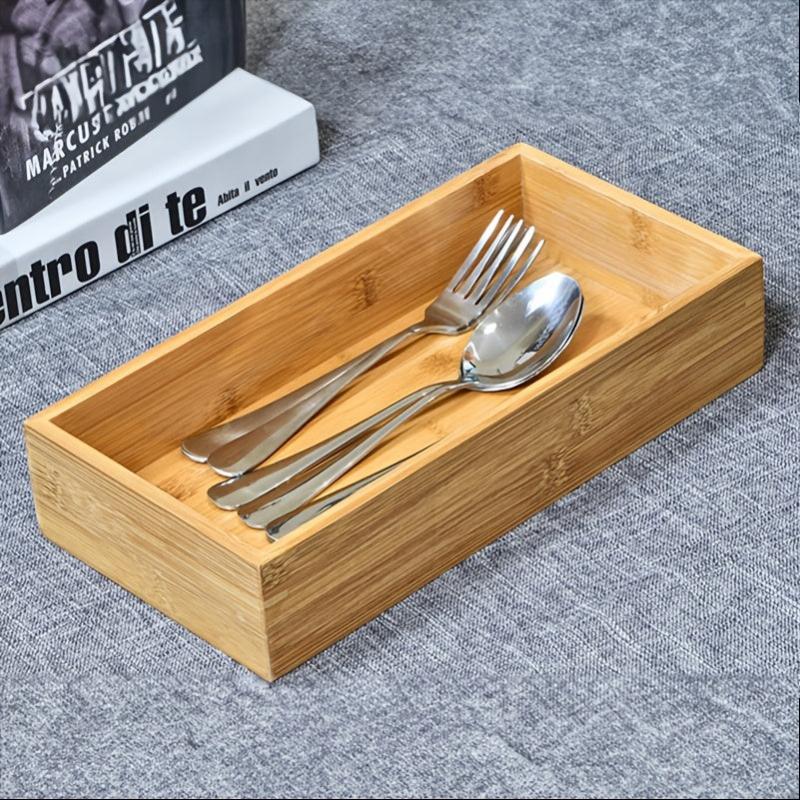 Adjustable Bamboo Cutlery Tray for Silverware and Knives