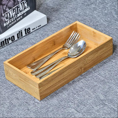 Adjustable Bamboo Cutlery Tray for Silverware and Knives