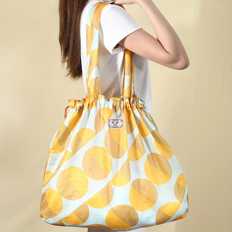 Foldable Shopping Bag With Drastring Large Capacity Tote Bag