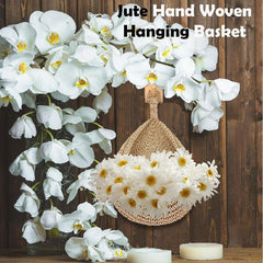 2pcs Hanging Fruit Baskets Jute Wall Hanging Teardrop Shape Hand Woven Basket