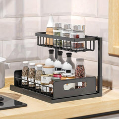 2 Tier Under Sink Cabinet Organizer with Sliding Drawer